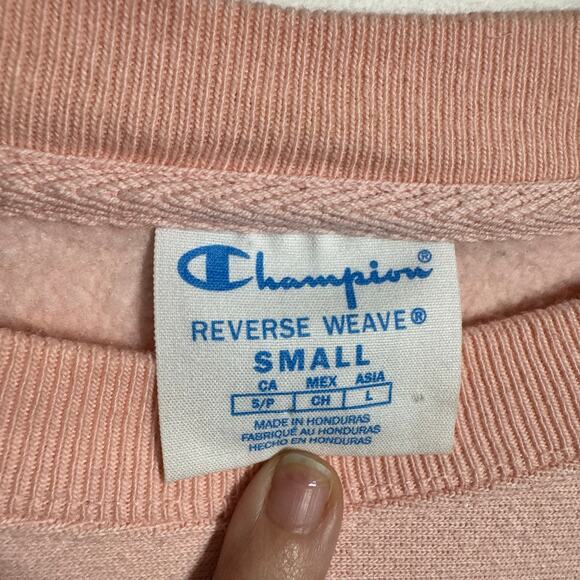 Champion Reverse Weave Sweatshirt Men S Pink Streetwear Embroidery Crewneck Top - Picture 5 of 6